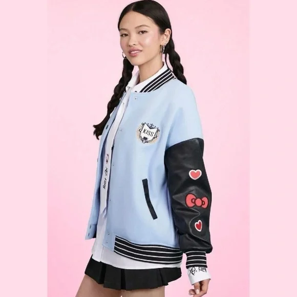 Hello Kitty Varsity Jacket – Light Blue & Black (XO, Kitty) - Picture 5 of 13